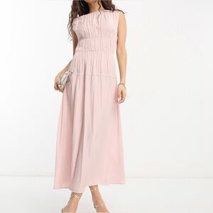 ASOS Petite High neck drawstring Midi Dress